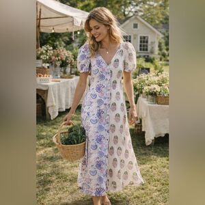 NWT Alix of Bohemia Fifty Fifty Bloom Floral Dress Button Front Size L Cottage